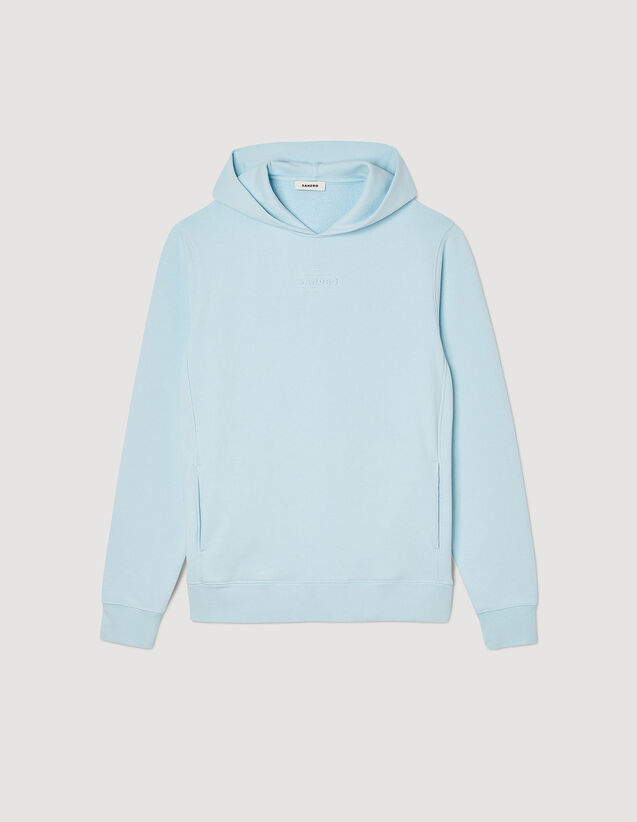 Hooded Sweatshirt With Rubber Logo : Sweaters & Cardigans color Light Blue