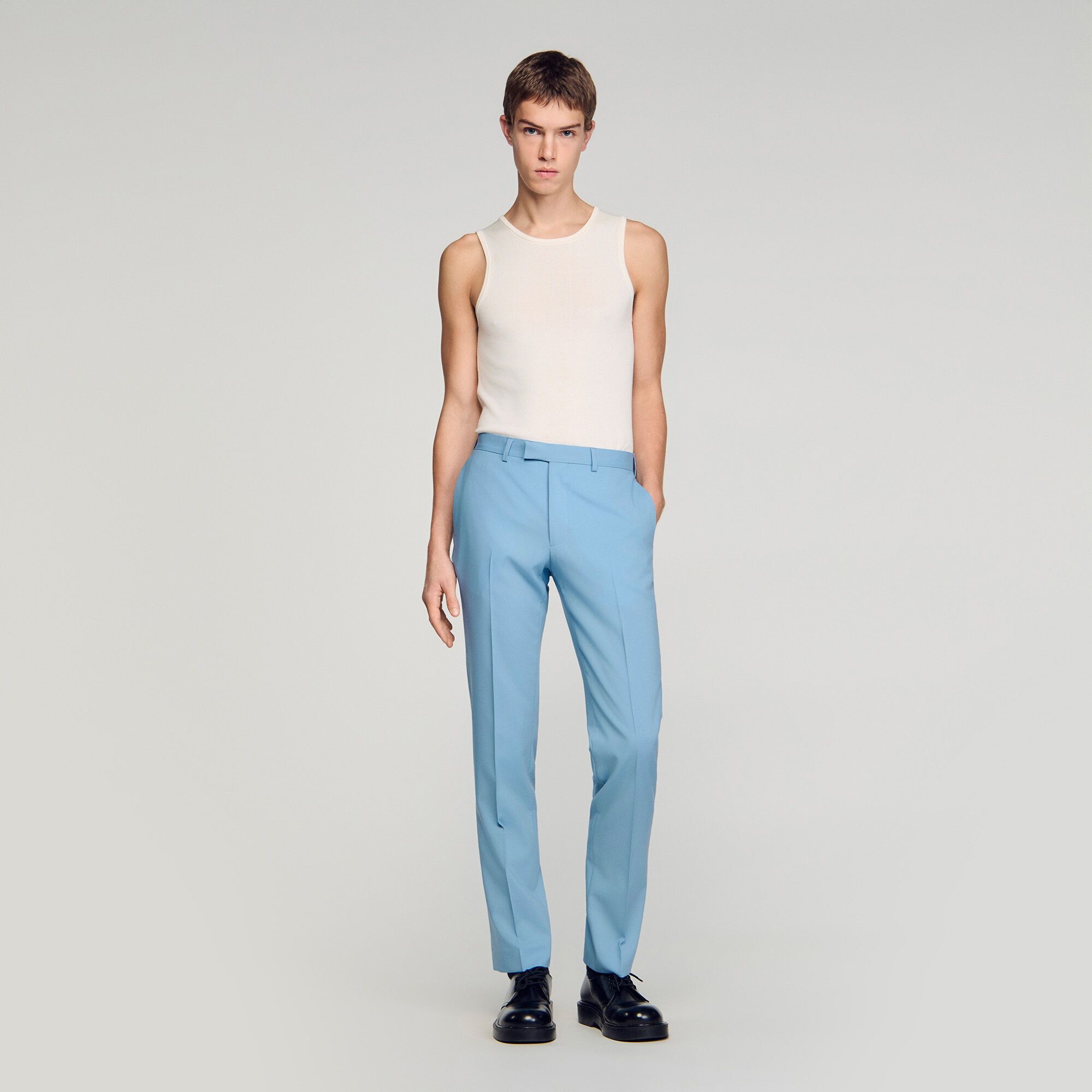 Wool Suit Trousers : Suits & Tuxedos color Sky Blue