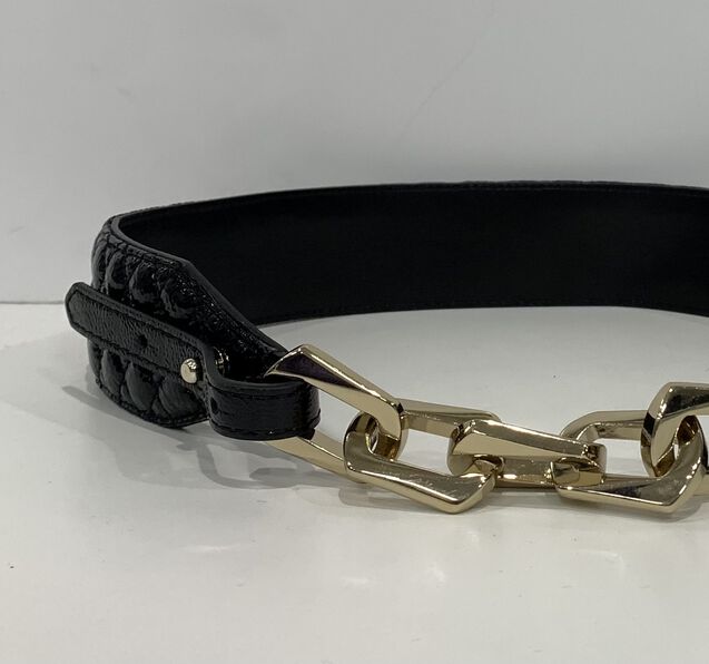 Patent Leather And Link Belt : Belts color Black
