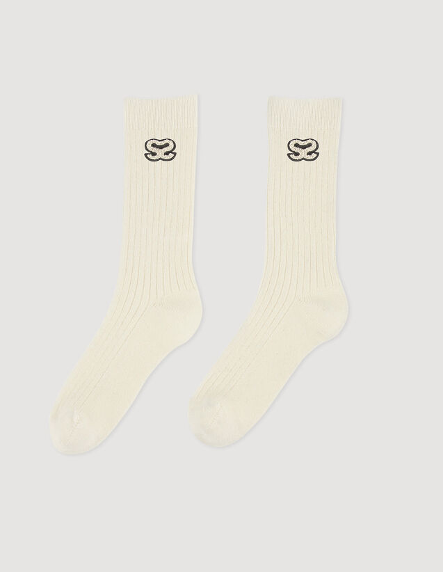 Ribbed Knit Socks : Socks color Ecru