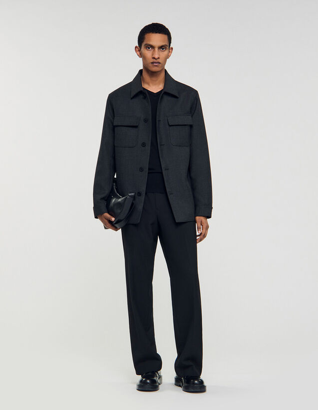 Wool Overshirt - SHPBL01226 | sandro-paris.com Wool Overshirt : Jackets & Coats color Dark Grey