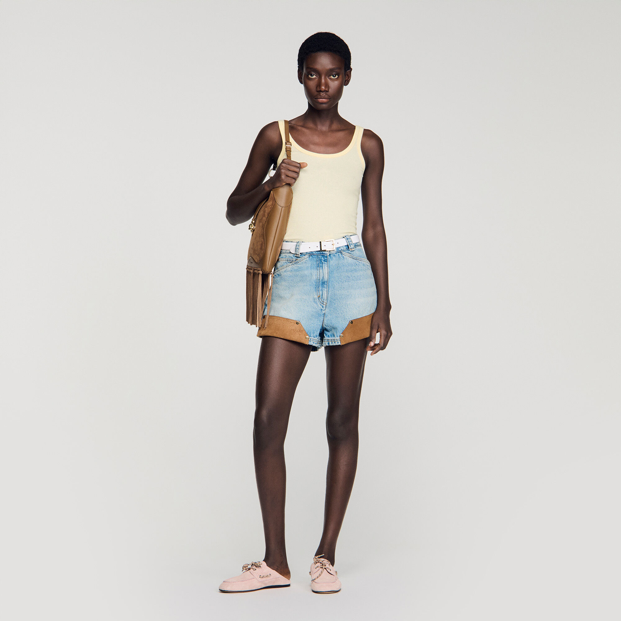 Ribbed Vest Top : T-shirts color Light Yellow