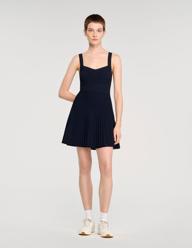 Short Knit Dress - SFPRO04497 | sandro-paris.com Short Knit Dress : Dresses color Navy Blue