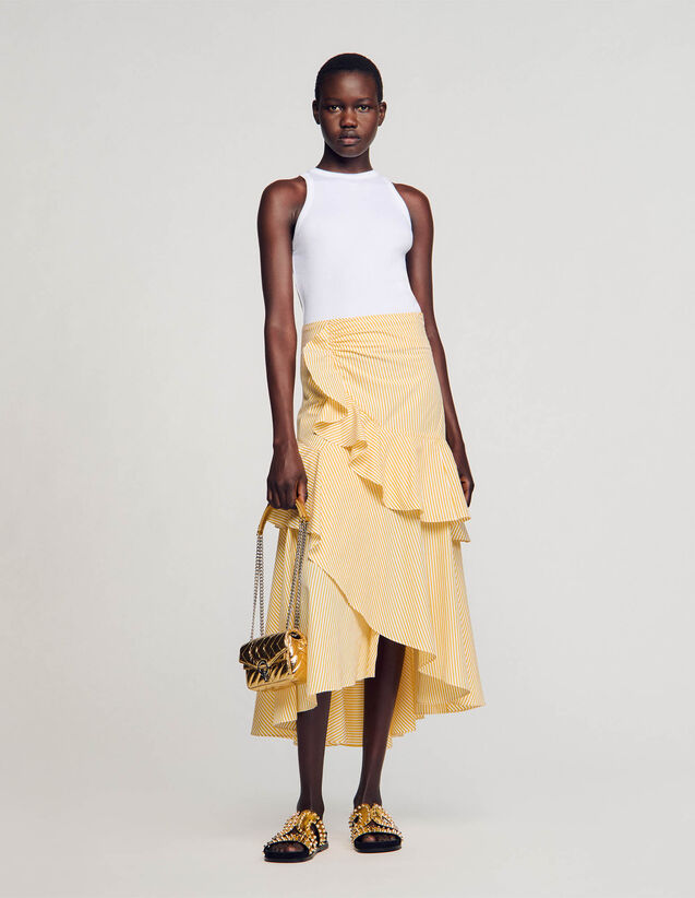 Long Asymmetrical Skirt : Skirts & Shorts color Yellow / Ecru