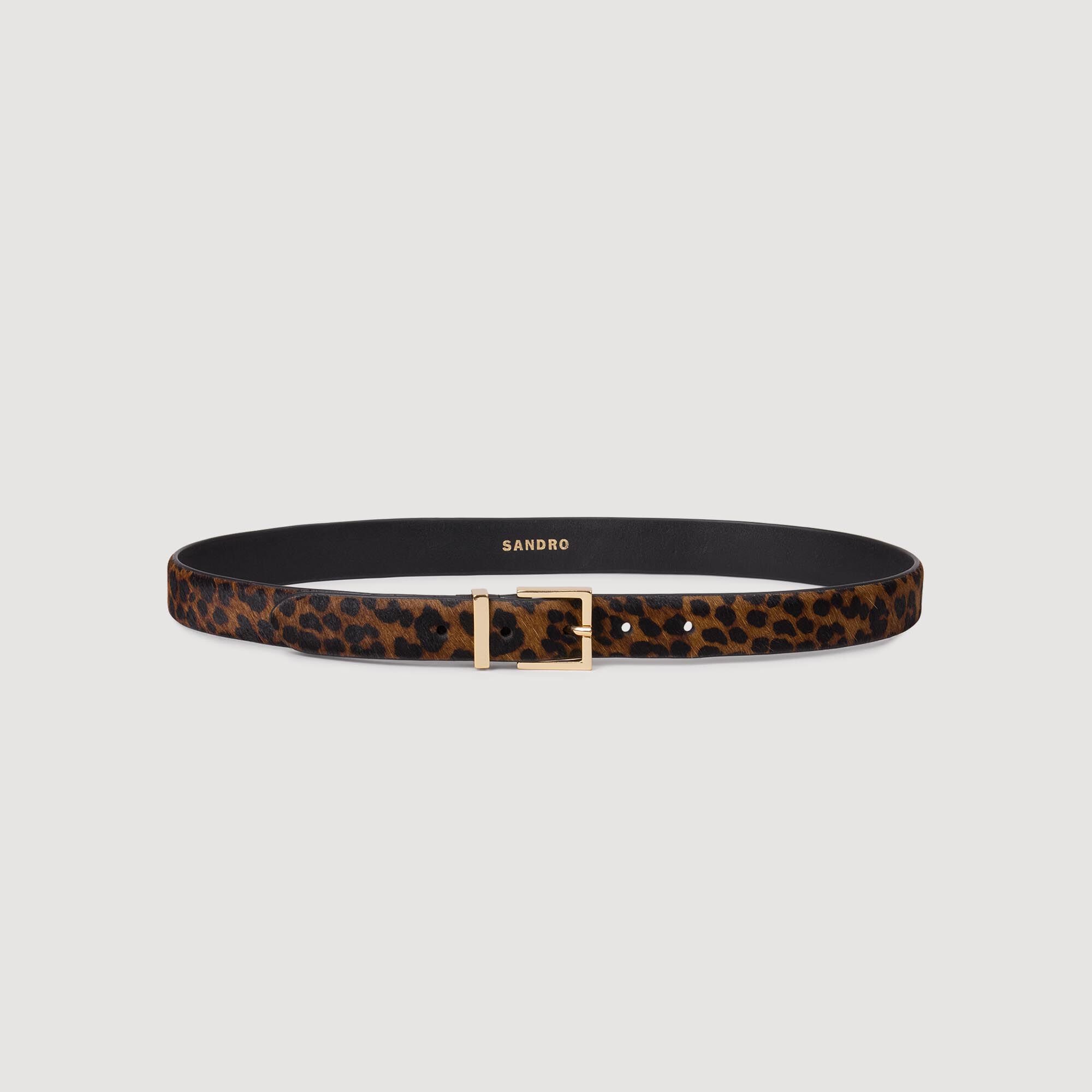 Pony Effect Leather Belt : Belts color Brown