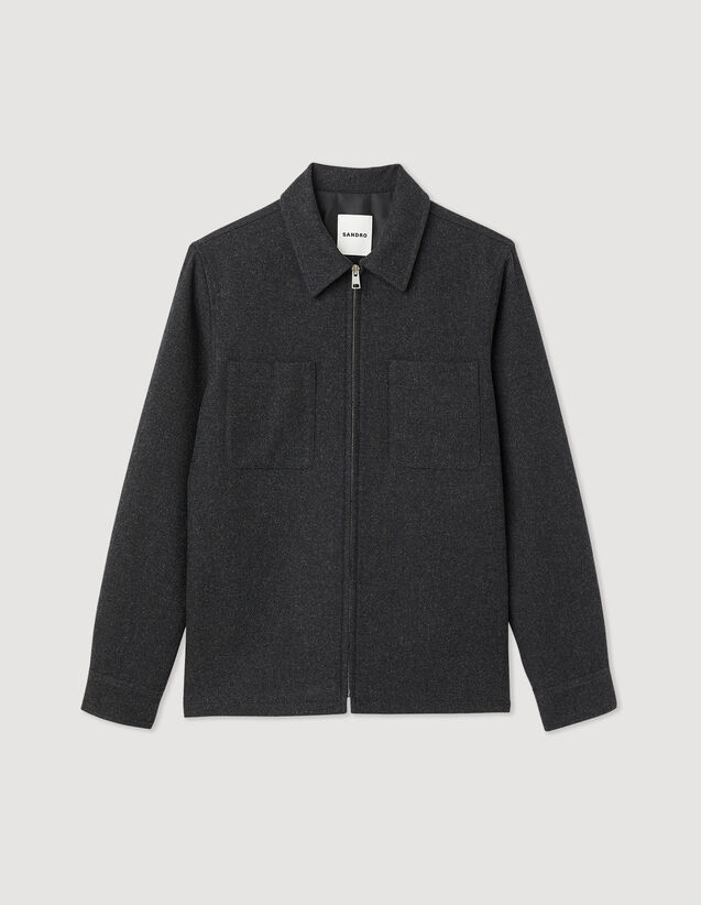Wool Overshirt : Trench coats & Coats color Heather Charcoal