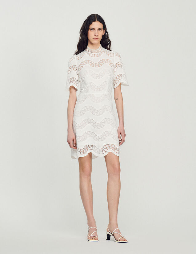 Short Guipure Dress : Dresses color white