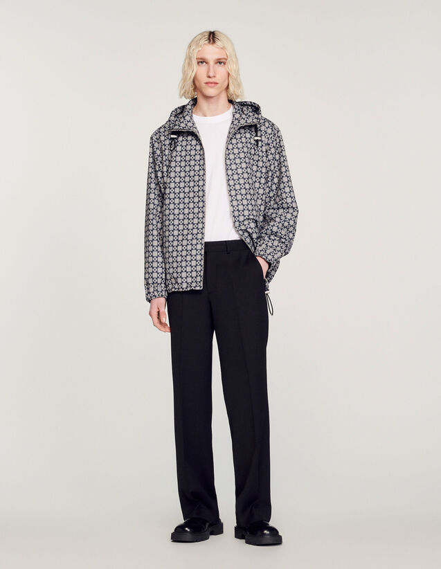 Printed Square Cross Jacket : Trench coats & Coats color Navy Blue