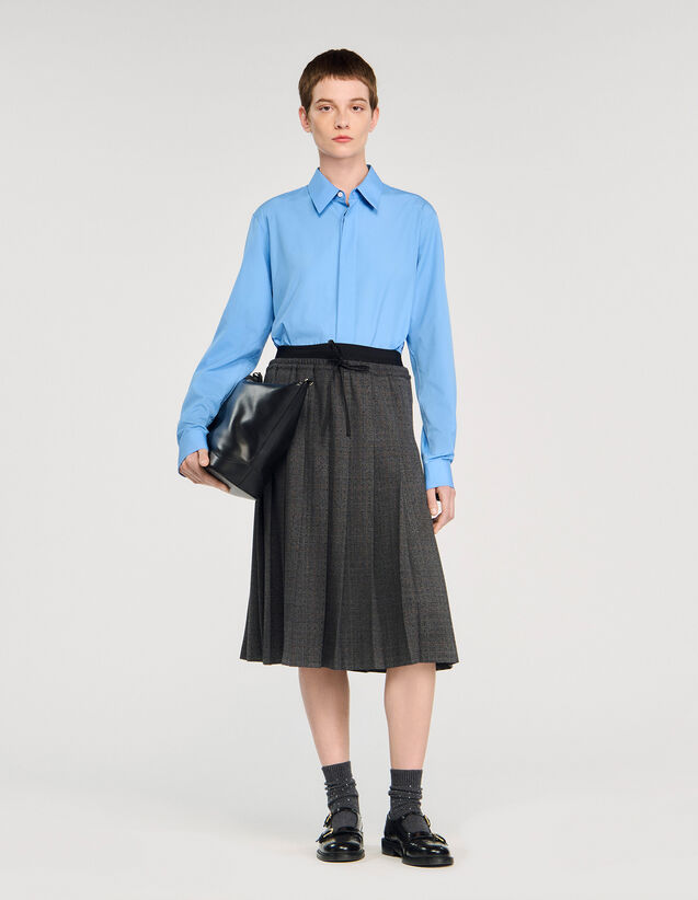Long Pleated Rhinestone Skirt - SFPJU01490 | sandro-paris.com Long Pleated Rhinestone Skirt : Skirts & Shorts color Grey / Brown