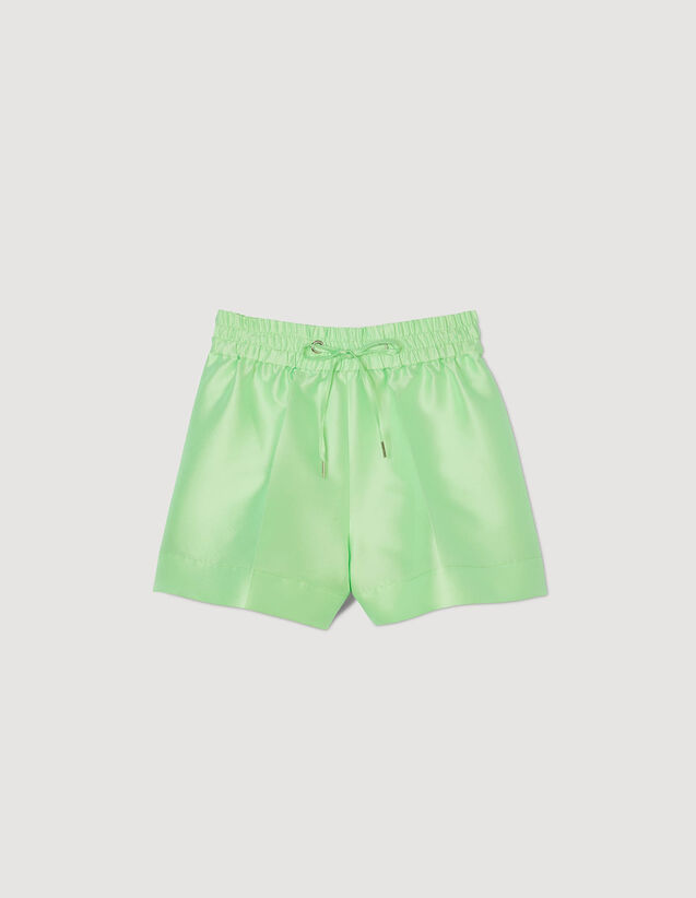 Satiny Wide-Leg Shorts : Skirts & Shorts color Vert fluo
