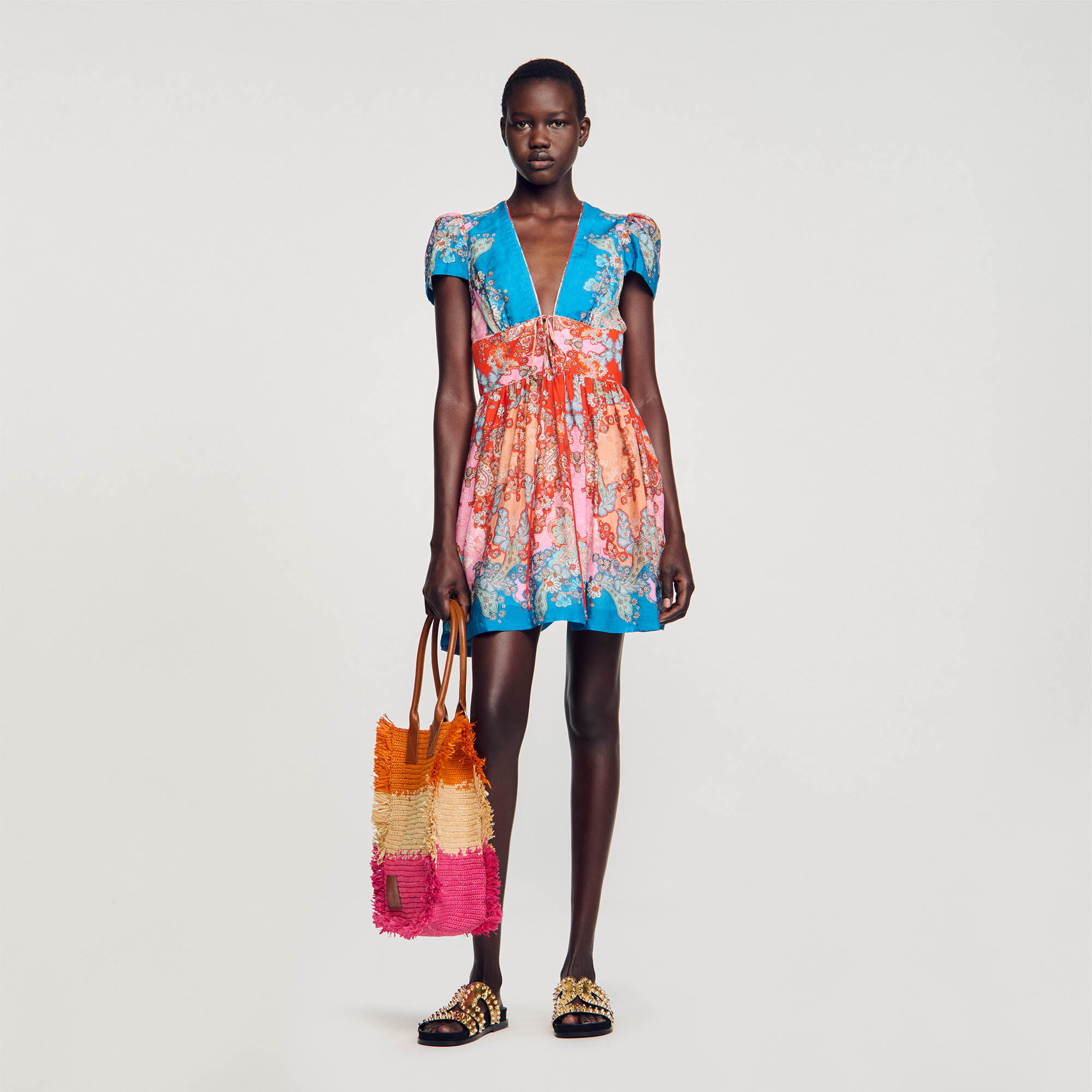 Short Print Dress : Dresses&nbsp; color Red / Blue