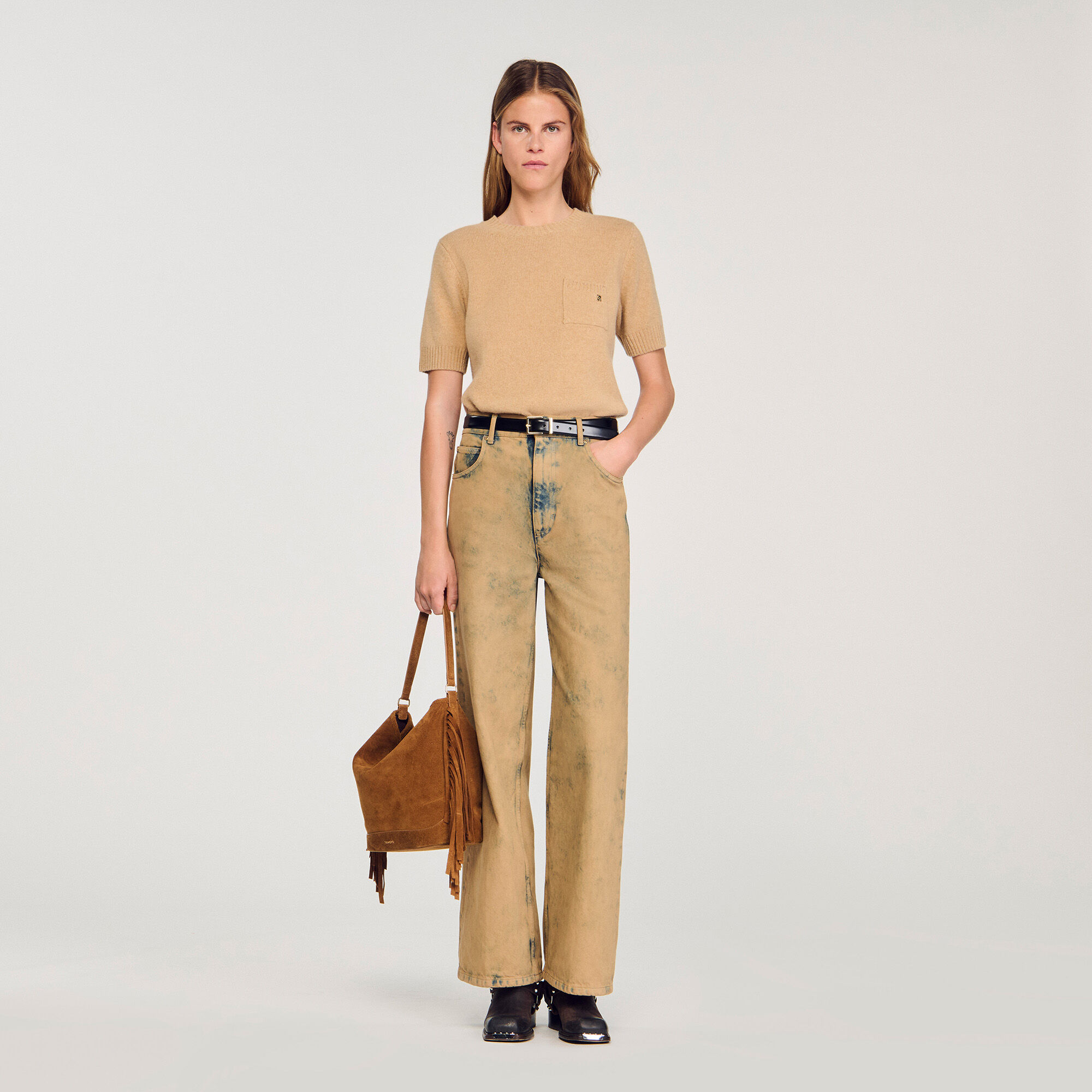 Short-Sleeve Jumper : Sweaters & Cardigans color Camel