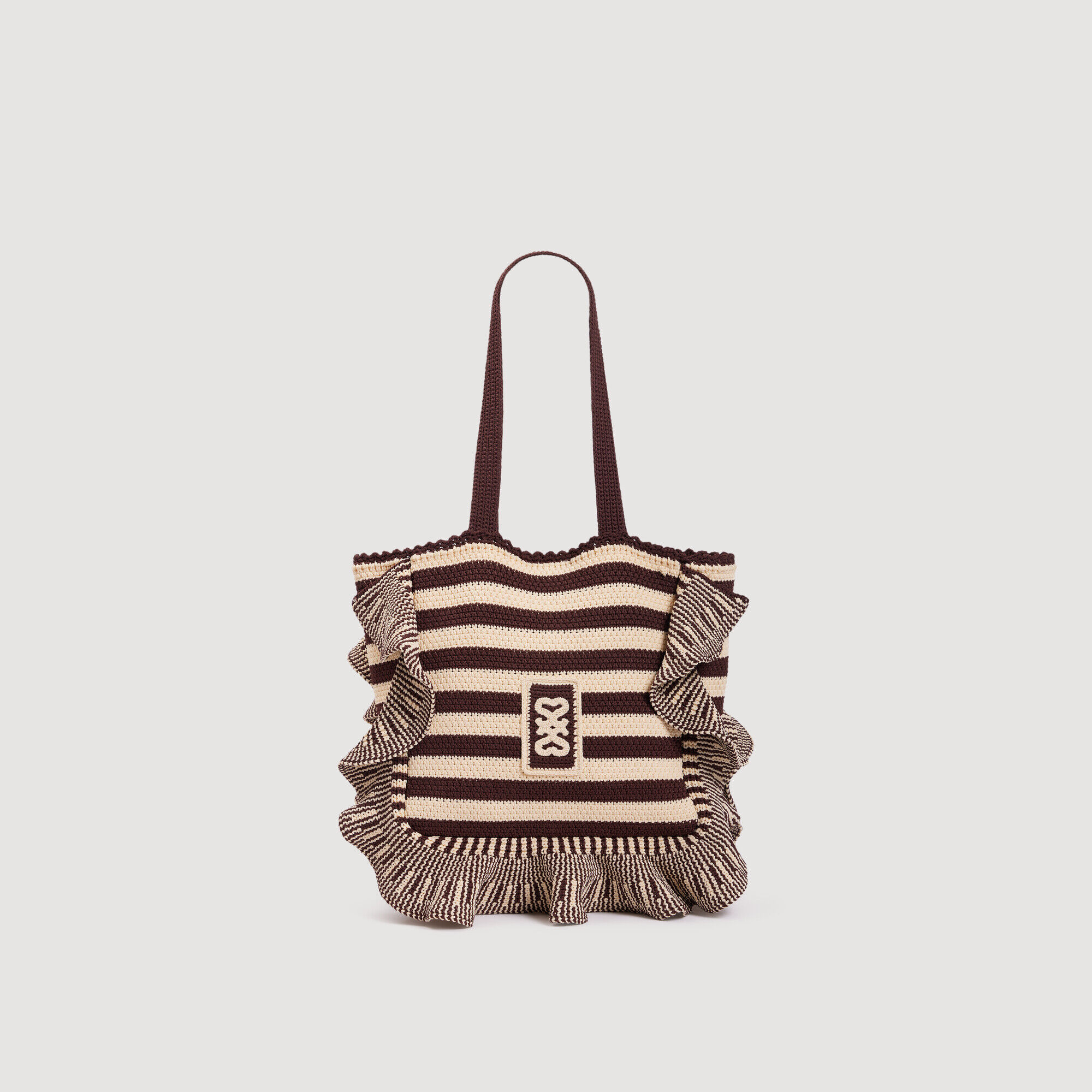 Striped Crochet Bag : Others Bags color Ecru / Brown