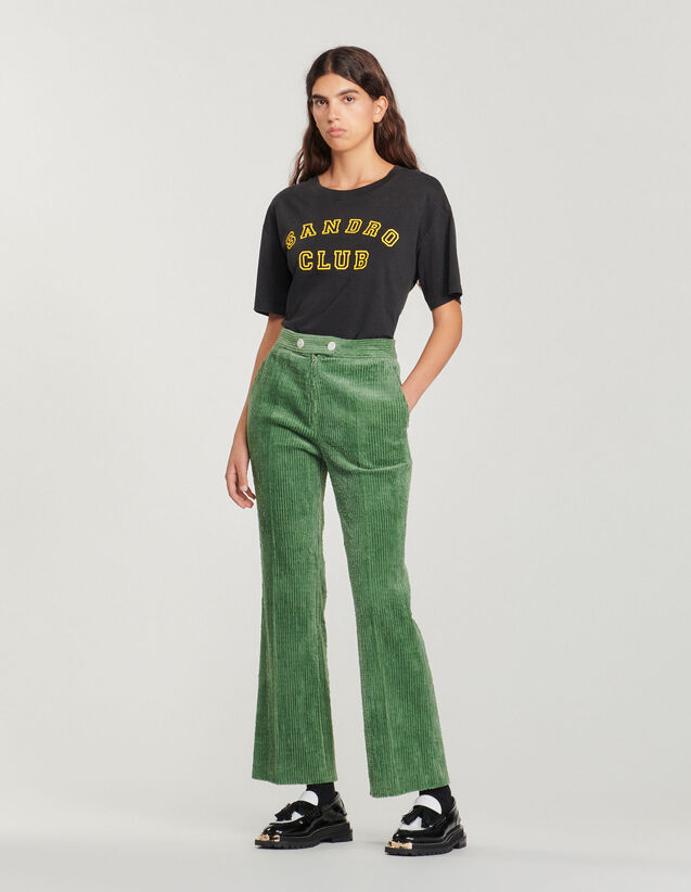 Corduroy Straight-Leg Trousers : Pants color Olive Green