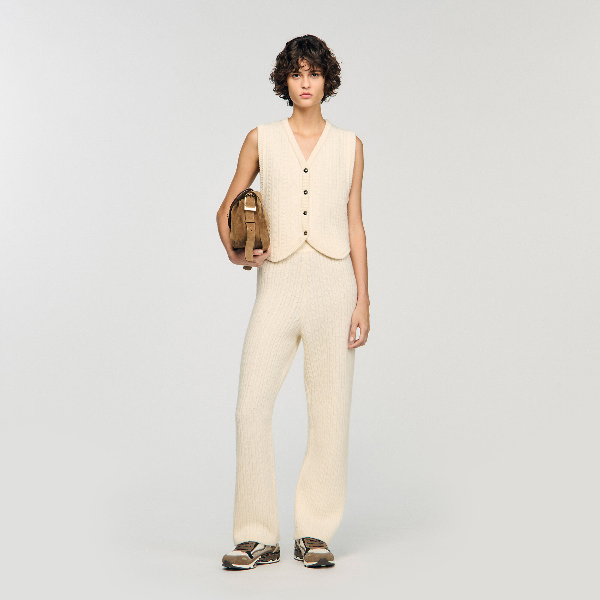 Cable Knit Jacket : Sweaters & Cardigans color Ecru