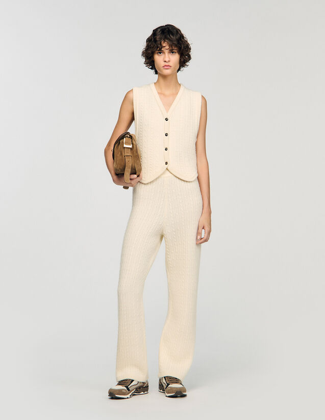 Cable Knit Jacket - SFPCA01332 | sandro-paris.com Cable Knit Jacket : Sweaters & Cardigans color Ecru