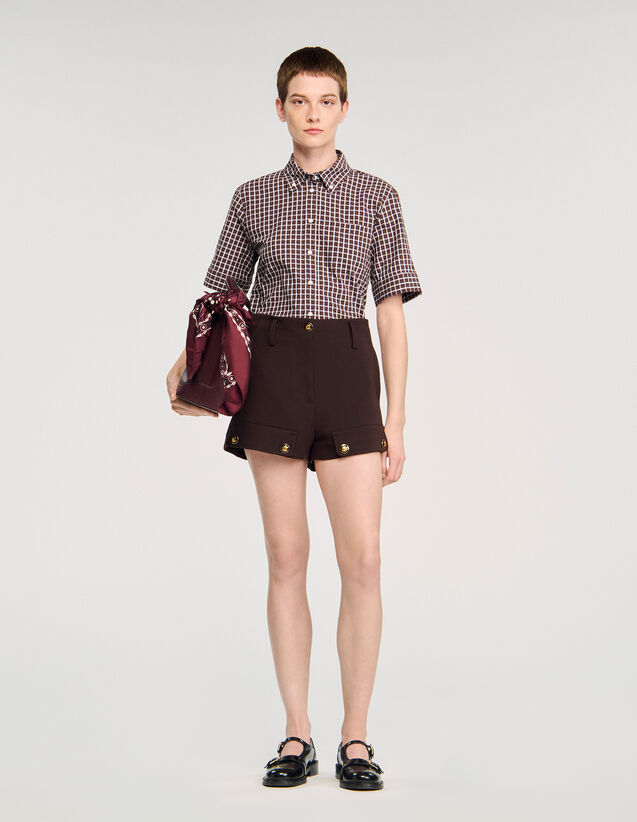Buttoned Carpenter Shorts - SFPSH00515 | sandro-paris.com Buttoned Carpenter Shorts : Skirts & Shorts color Brown