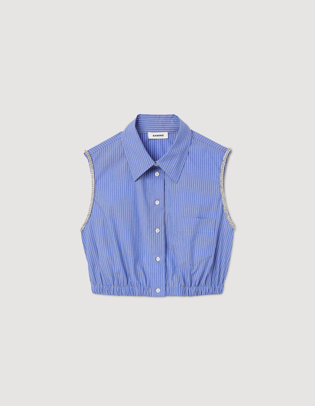 Cropped Striped Shirt : Shirts color Blu / White