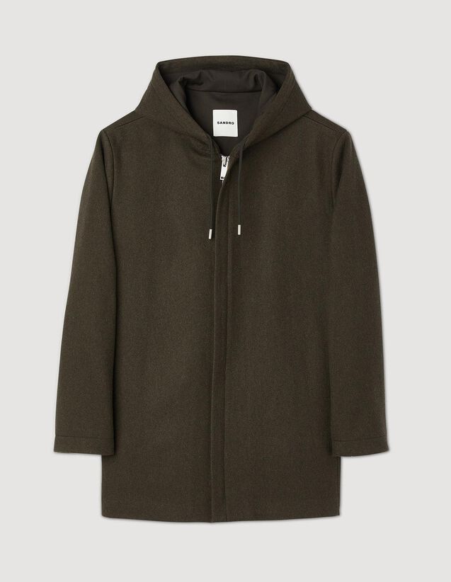 Hooded Coat : Trench coats & Coats color Olive Green