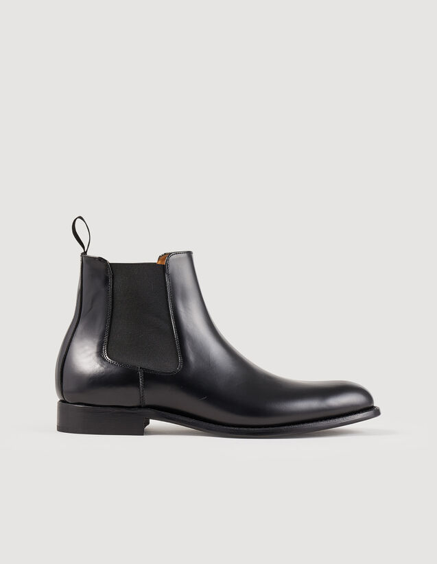 Leather Chelsea Ankle Boots : Shoes color Black