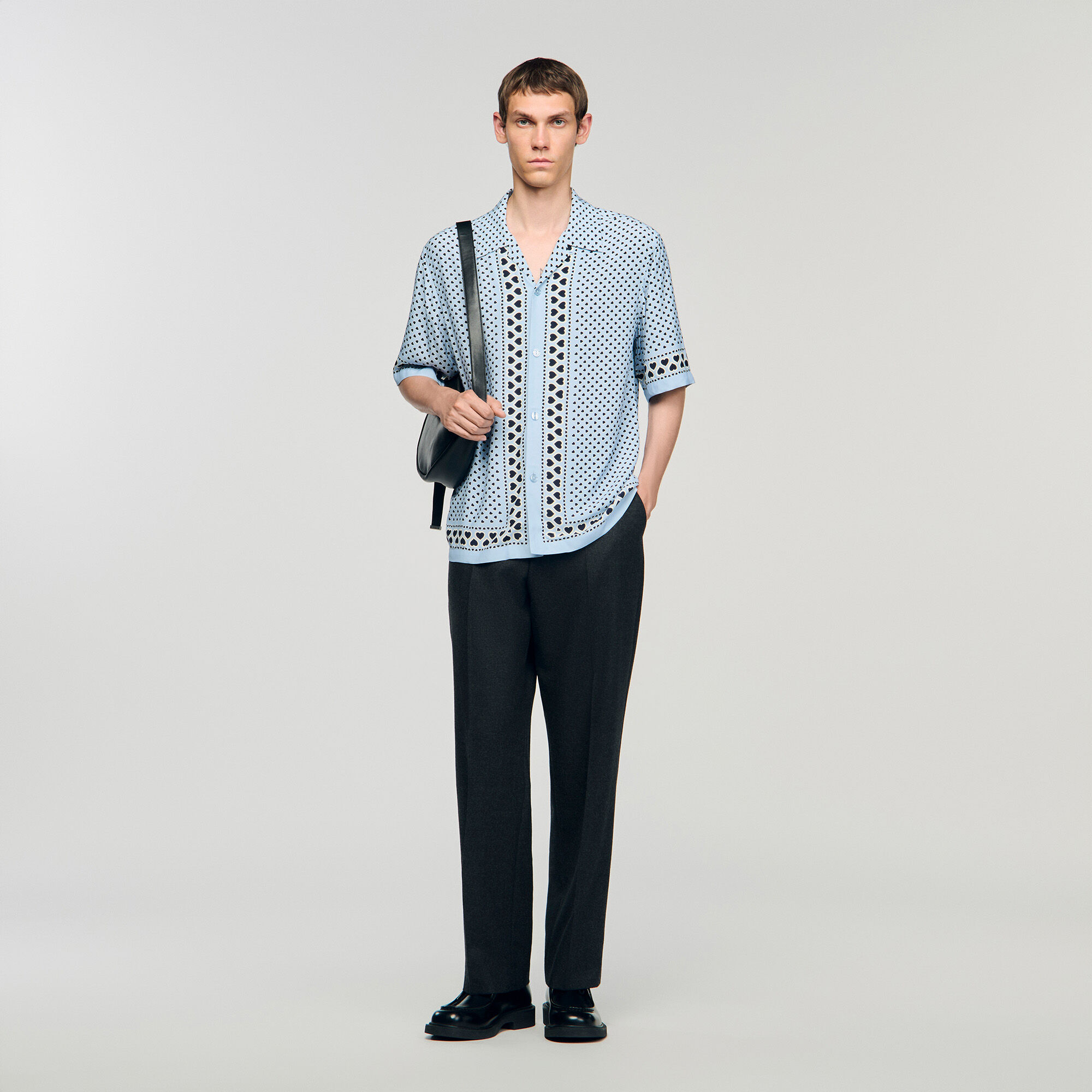 Heart Motif Flowing Shirt : Shirts color Sky Blue