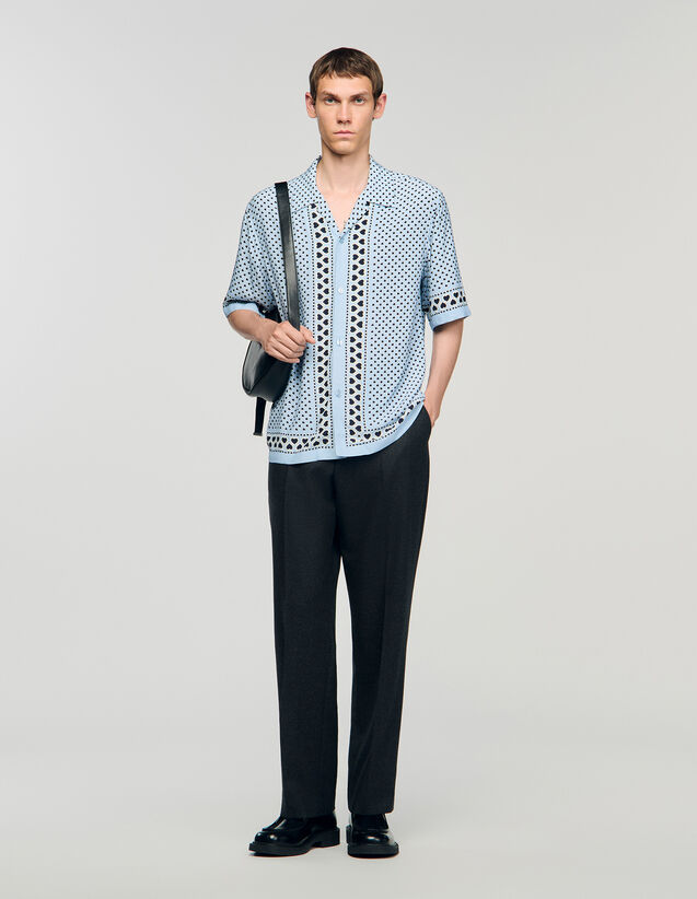 Heart Motif Flowing Shirt - SHPCM01532 | sandro-paris.com Heart Motif Flowing Shirt : Shirts color Sky Blue