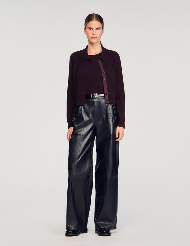 Shirt Cardigan - SFPCA01281 | sandro-paris.com Shirt Cardigan : Sweaters & Cardigans color Chocolate