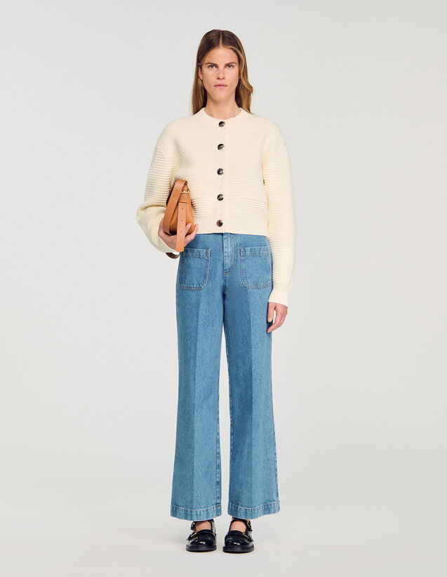 Textured Knit Cardigan - SFPCA01258 | sandro-paris.com Textured Knit Cardigan : Sweaters & Cardigans color Ecru