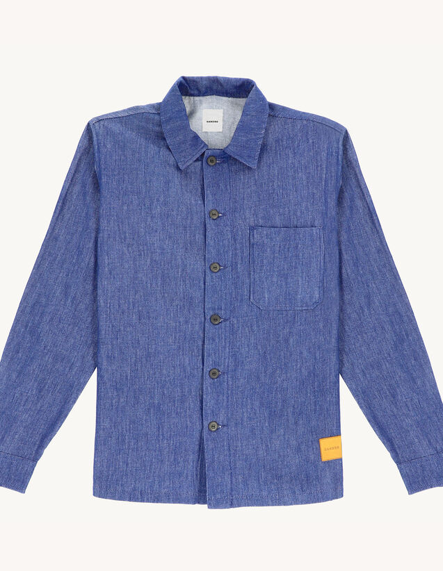 Linen And Organic Cotton Overshirt : 40%off color Blue