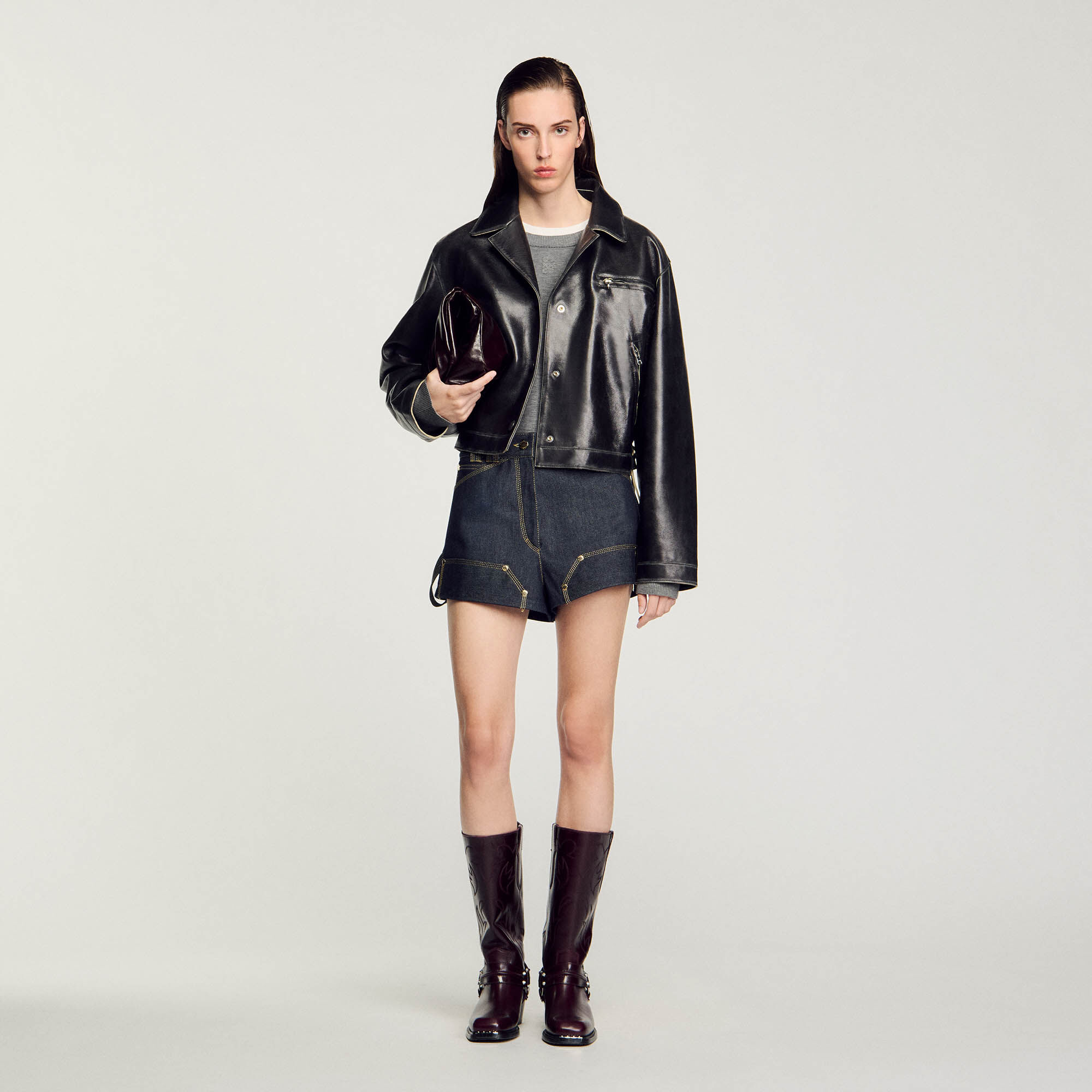 【激安】半額以下- 50%OFFの安い通販 Distressed Leather Jacket - Blazers & Jackets - Sandro-paris.com ジャケット・アウター