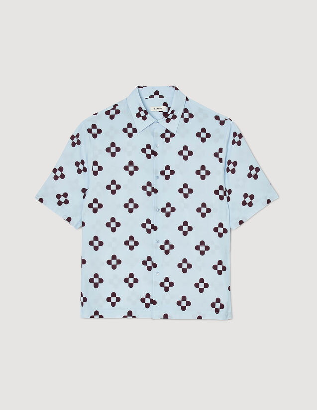 Cross Flower Short-Sleeved Shirt : Shirts color Sky Blue