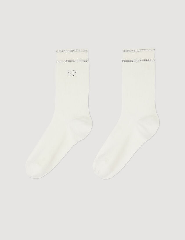 Rhinestone Socks : Socks color white