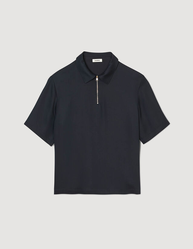 Shirt With Zip Collar : This Week color Navy Blue