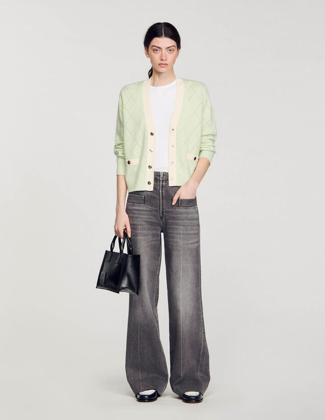 Two-Tone Cardigan : Sweaters & Cardigans color Vert Amande