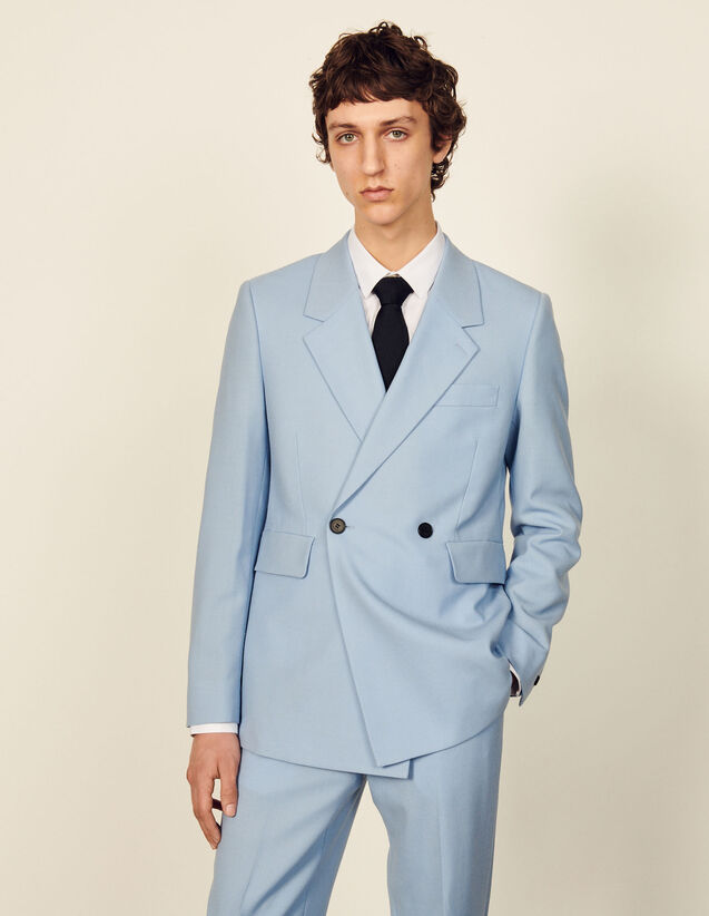 Double-Breasted Suit Jacket : Suits & Tuxedos color Sky Blue