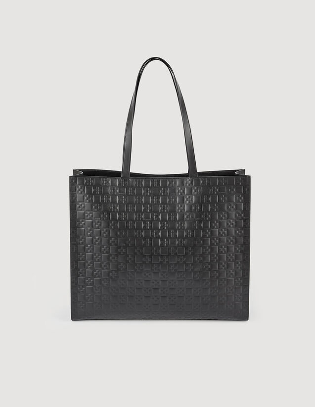 Large Tote In Monogram-Embossed Leather : Bags color Black