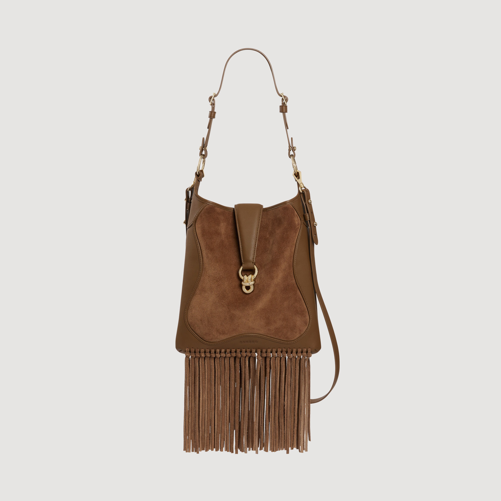 Leather And Suede Fringe Bag : Others Bags color Camel