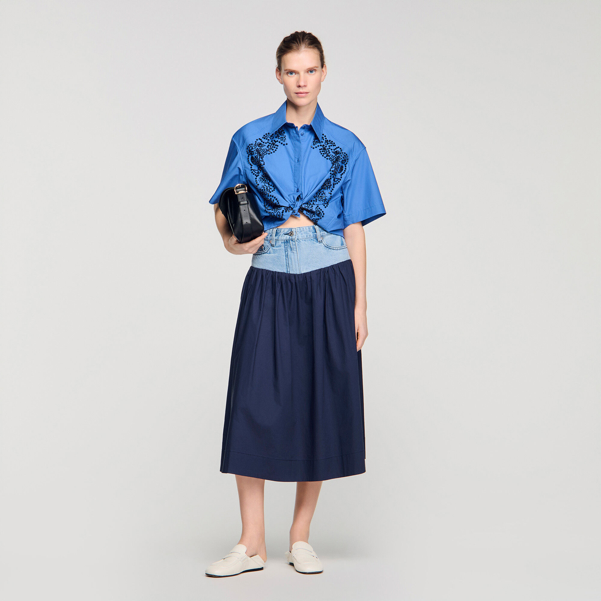 Embroidered And Beaded Shirt : Shirts color Blue