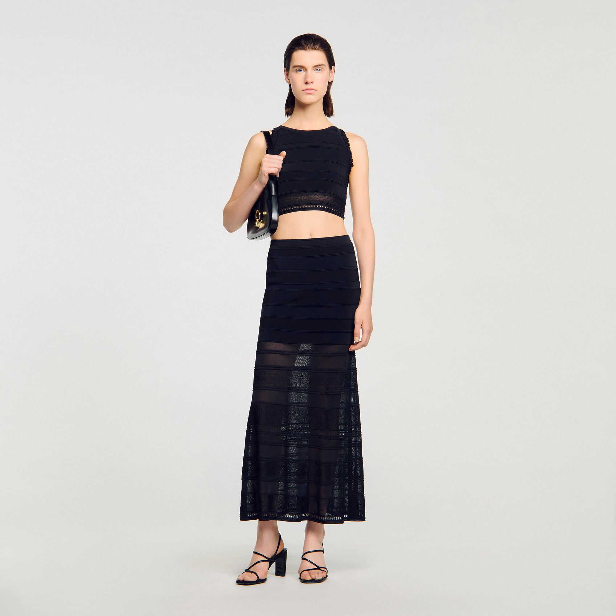 Long Decorative Knit Skirt : Skirts & Shorts color Black