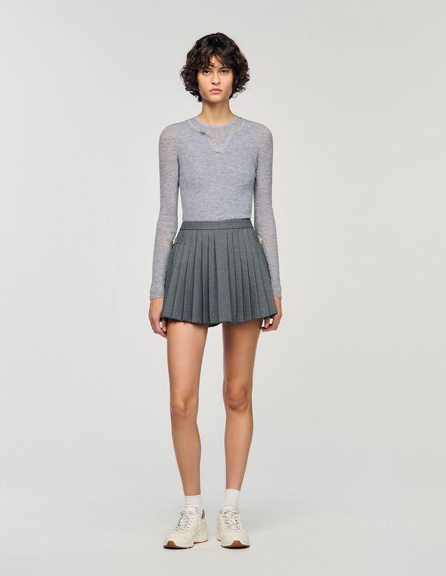 Wool Layered Effect Jumper - SFPPU02345 | sandro-paris.com Wool Layered Effect Jumper : Sweaters & Cardigans color Grey