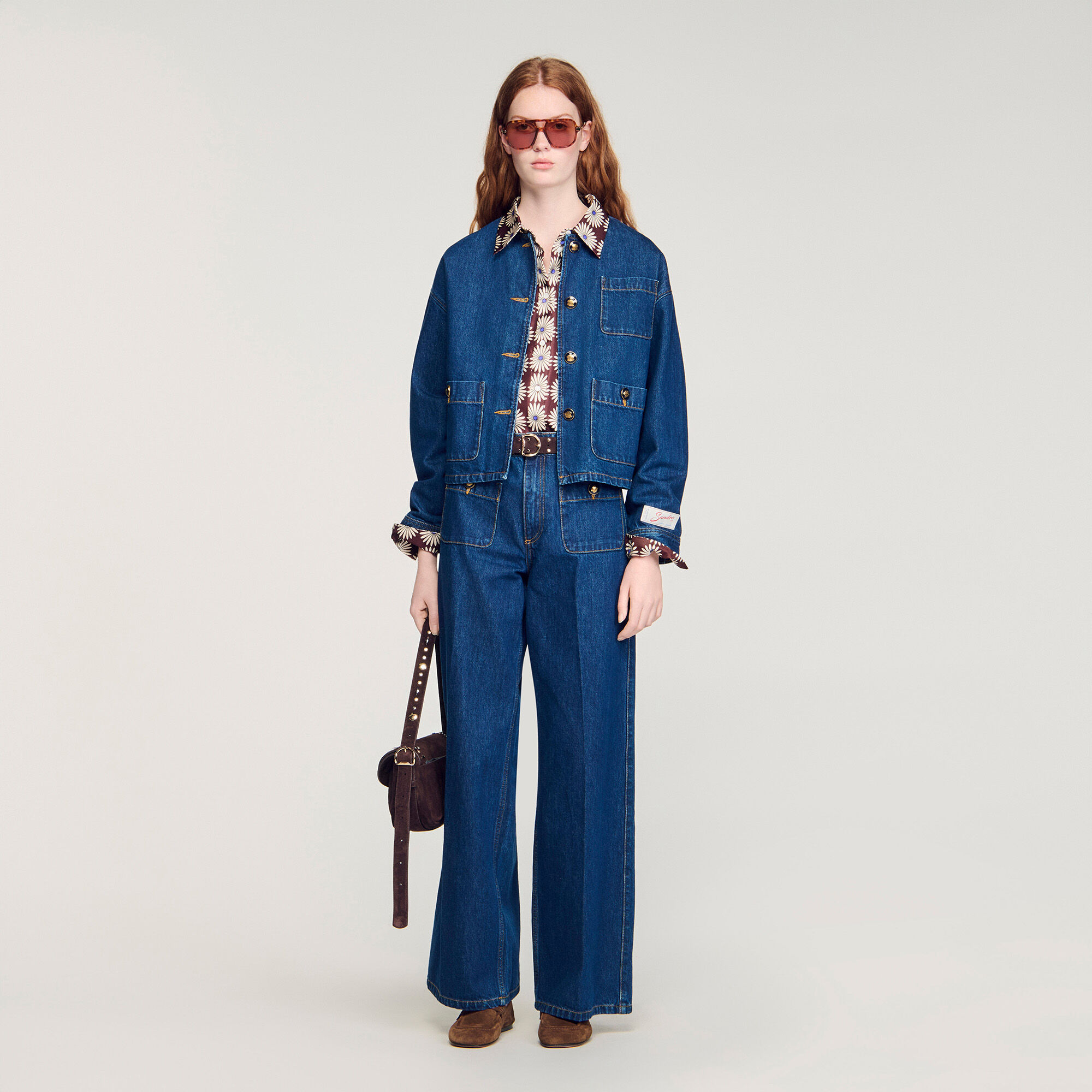 Statement Button Denim Jacket : Blazers & Jackets color Deep blue