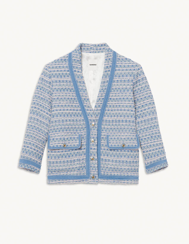 Tweed Jacket : Blazers & Jackets color Blue/pink