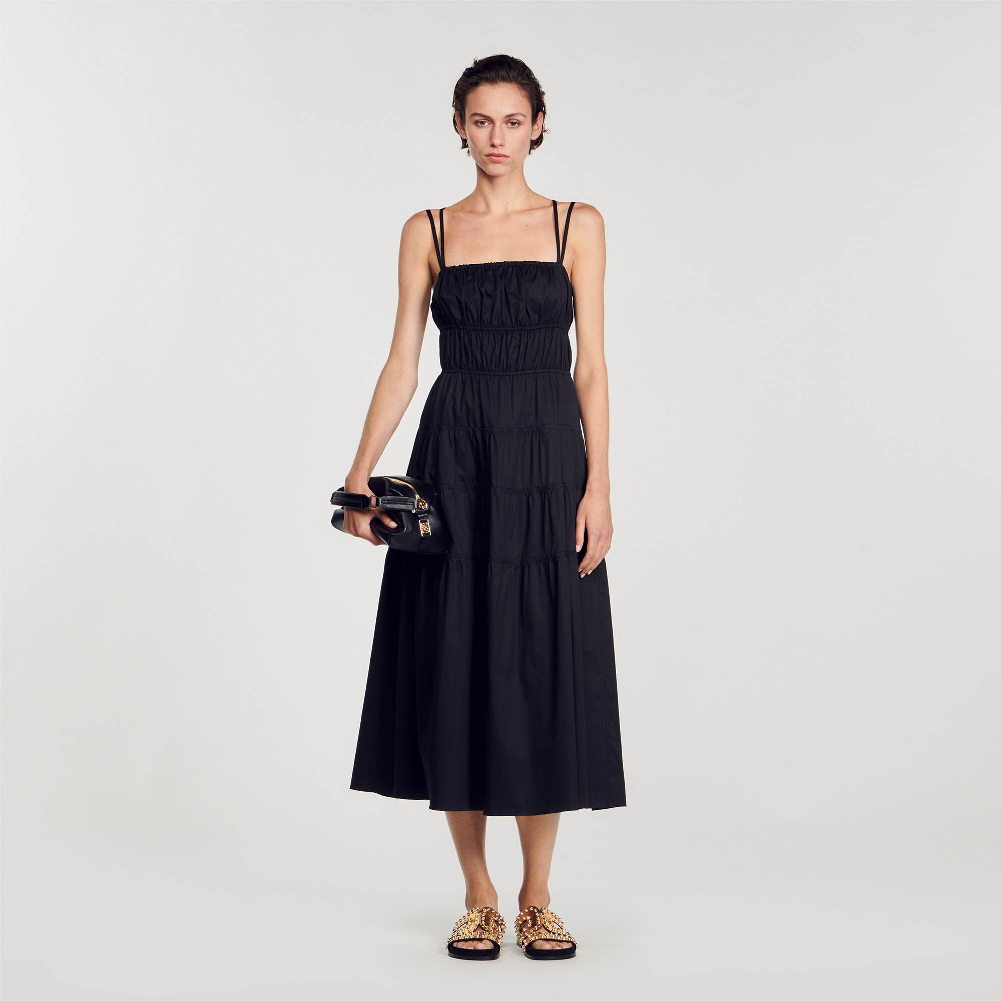 Ruched Midi Dress : Dresses&nbsp; color Black