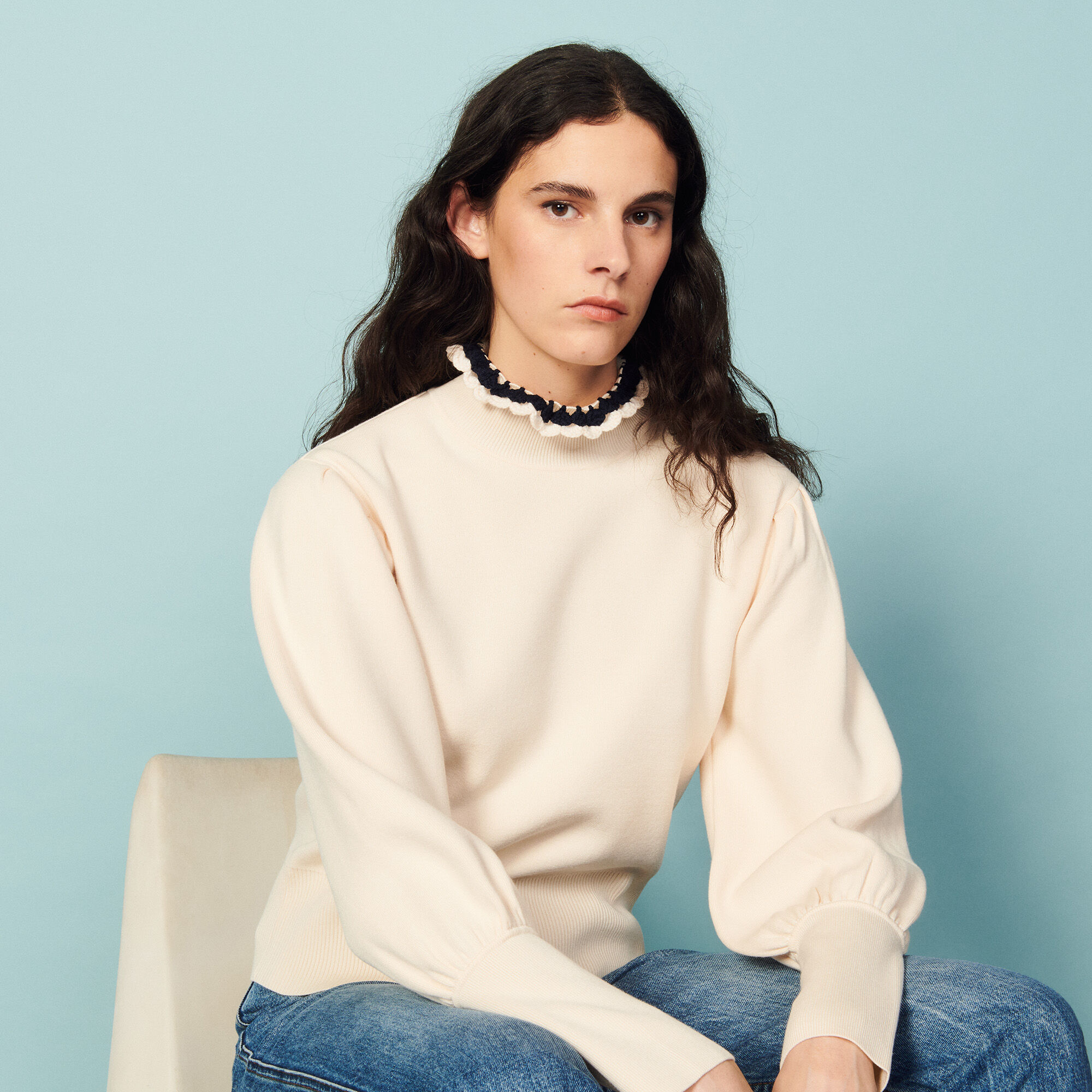 33 Embroidered Knit Sweatshirt : Tops color Mint 0 1 2 3 4 33 Embroidered Knit Sweatshirt : Tops color Mint 0 1 2 3 4