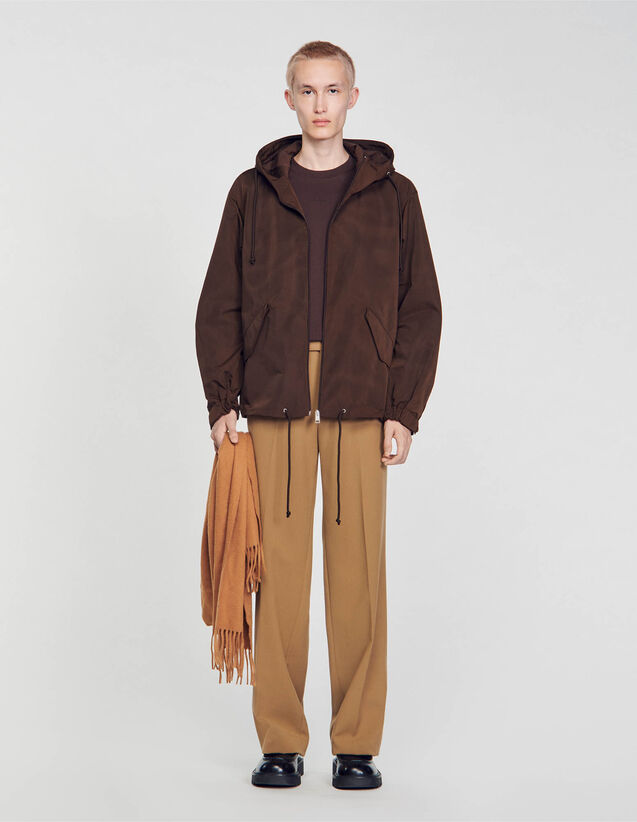 Hoodie : Coats & Jackets color Black Brown