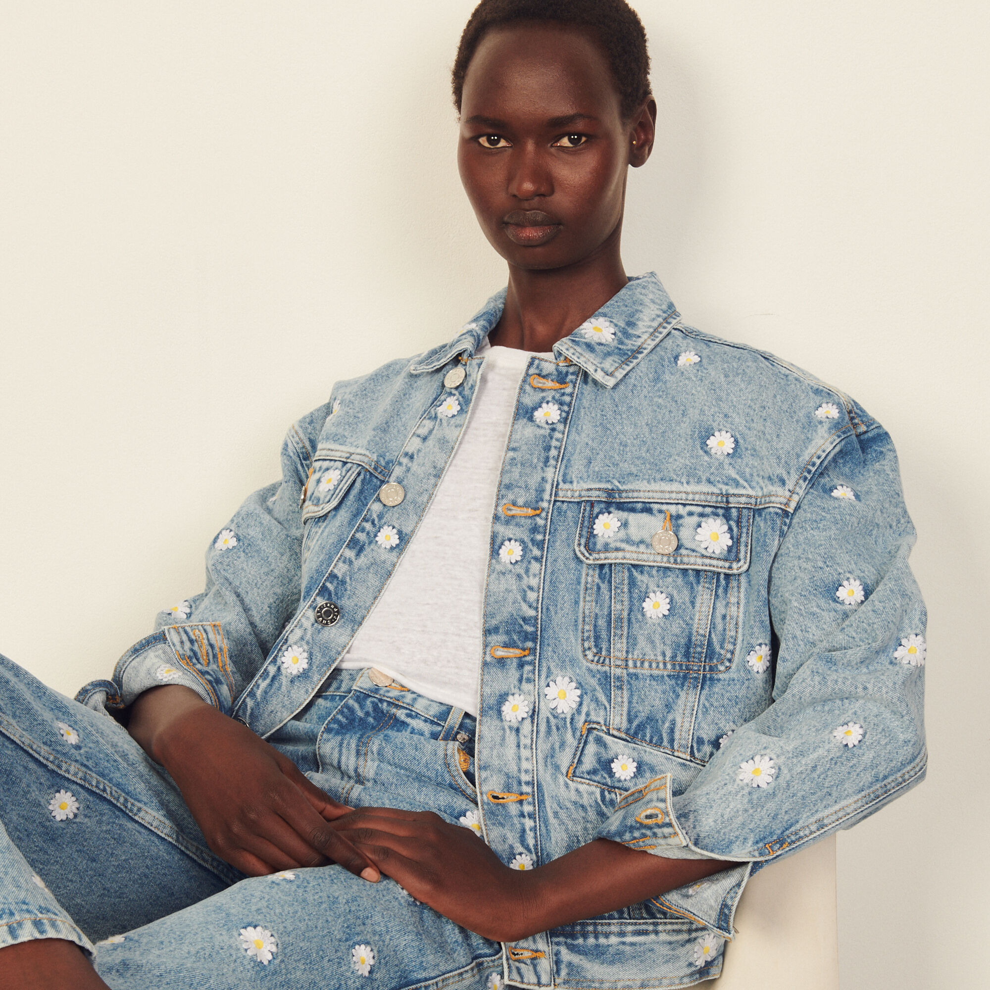 Oversized Embroidered Jacket Coats Jackets Sandro paris