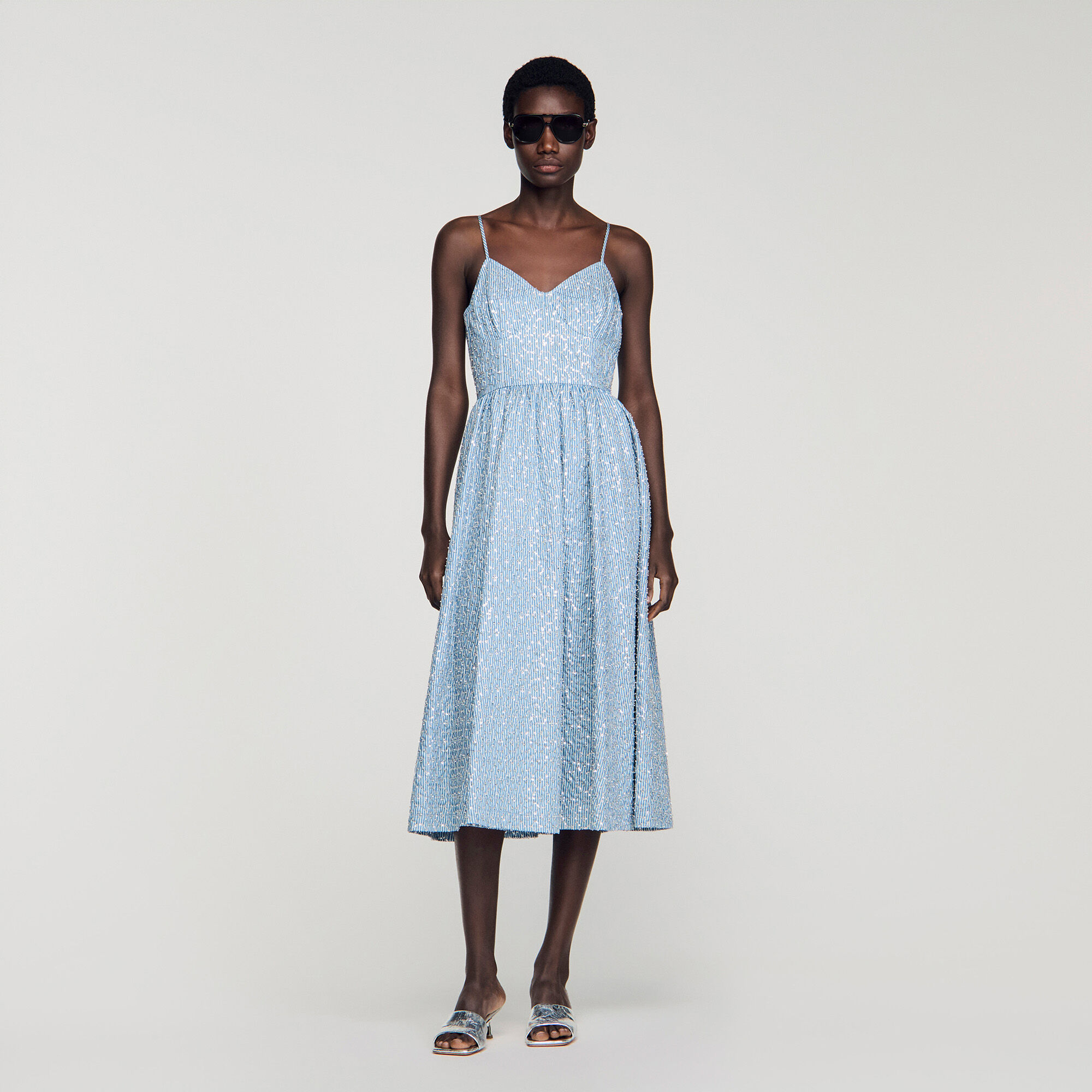 Sequined Maxi Dress : Dresses color Blue