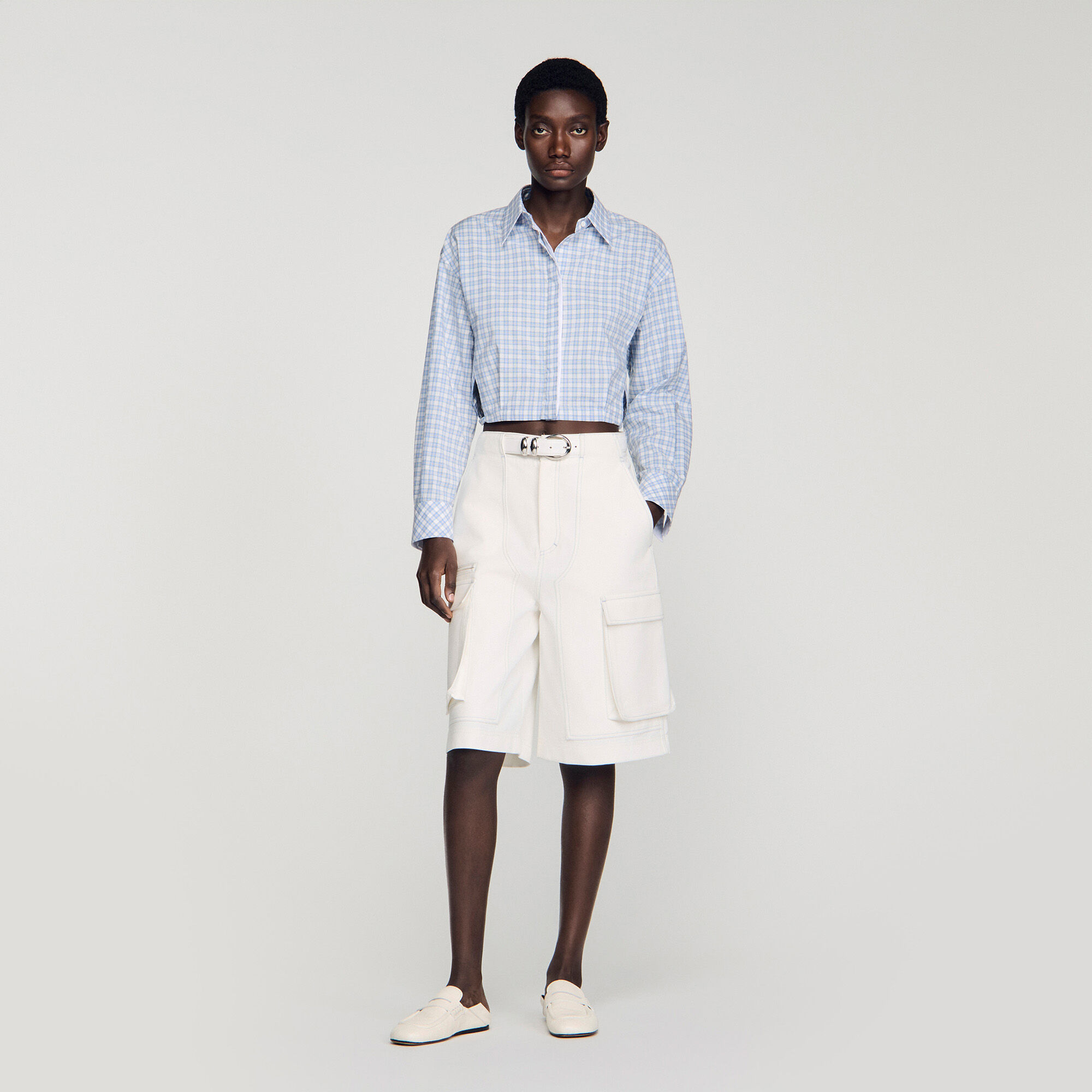 Wide-Leg Cotton Bermuda Shorts : Skirts & Shorts color white