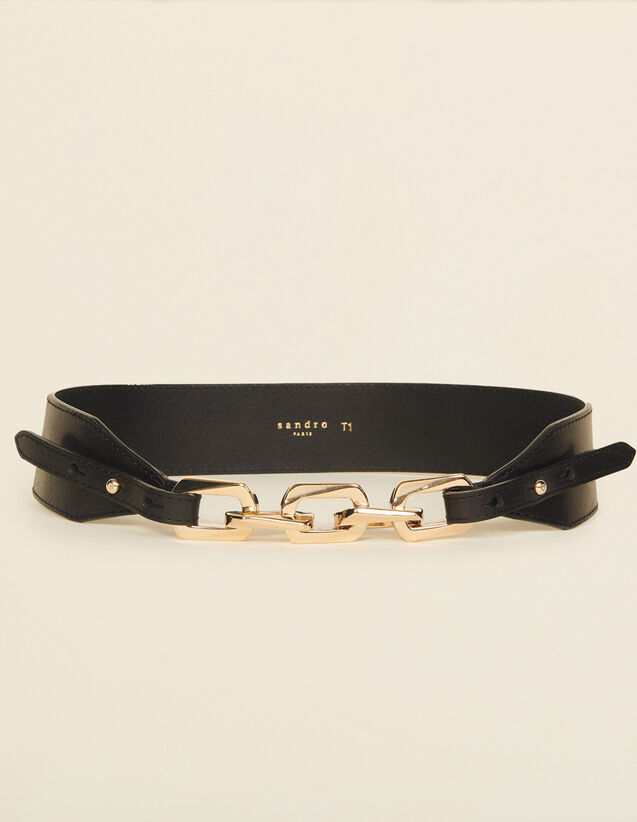 Leather Belt With Chain : Other Accessories color Black