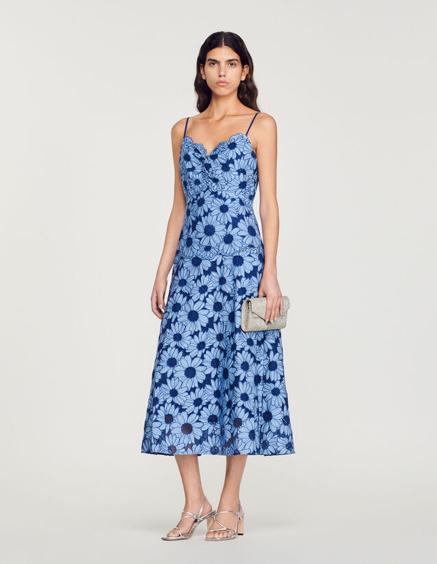 Daisy Guipure Midi Dress : Dresses color Blue